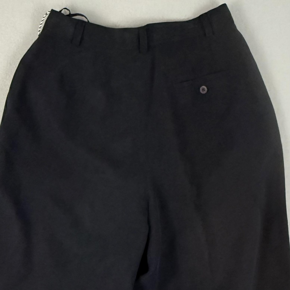 Via Seta Trousers Women 12 Black Pleated Silk High Rise Straight Leg Deadstock - Picture 15 of 16